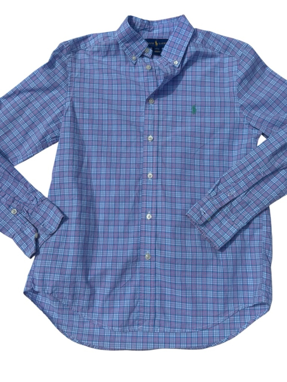 Ralph Lauren Boys Blue & Purple Plaid Oxford Sz 14/16